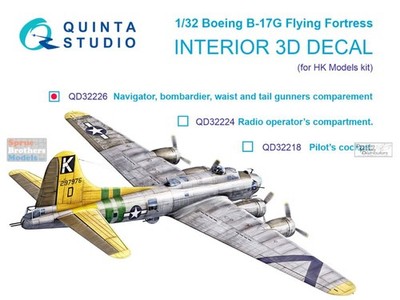 QTSQD32226 1:32 Quinta Studio 3D Decal - B-17G Flying Fortress Navigator,