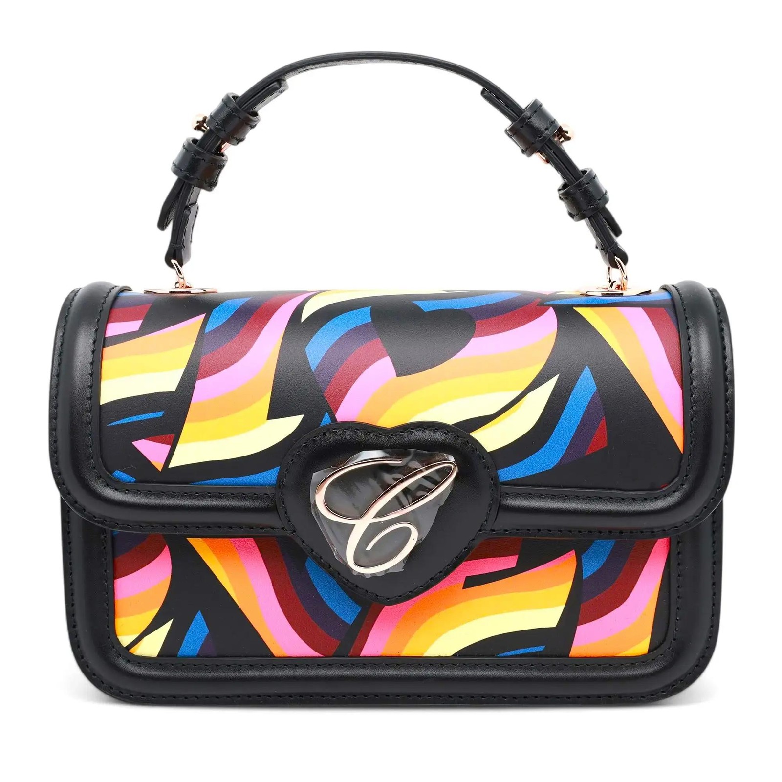 Chopard Happy Hearts Love Printed Black Leather Crossbody Bag 95000-1104