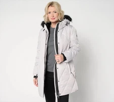 Arctic Expedition Diamond Quilted Parka With Removable Hood Size M Quiet Gray