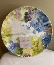 SHABBY CHIC Spring Floral Melamine 11" Dinner Plate Set of 4 Hydrangea NEW