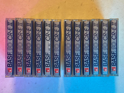 12x BASF CR-E II 90 Chromdioxid Type II IEC II Chrome Audio Kassetten Tape