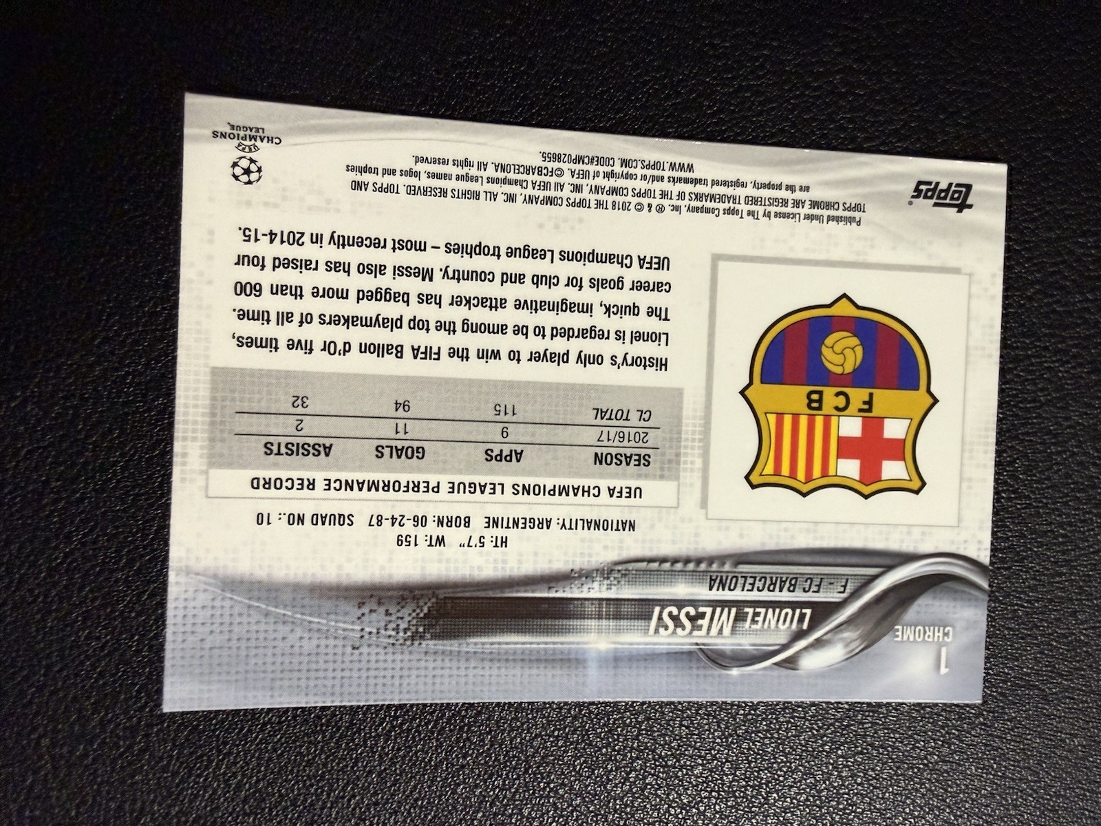 2017-18 Topps Chrome UCL Lionel Messi #1 QTY AVAIL view 12