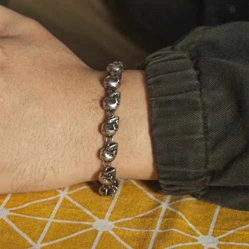 Skull Bracelet Men Gothic Punk Biker Chain Rock Hip Hop Halloween Jewelry - Picture 5 of 8