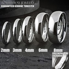 Custom Engraved -Tungsten Carbide Polished Plain Wedding Band Ring All Sizes