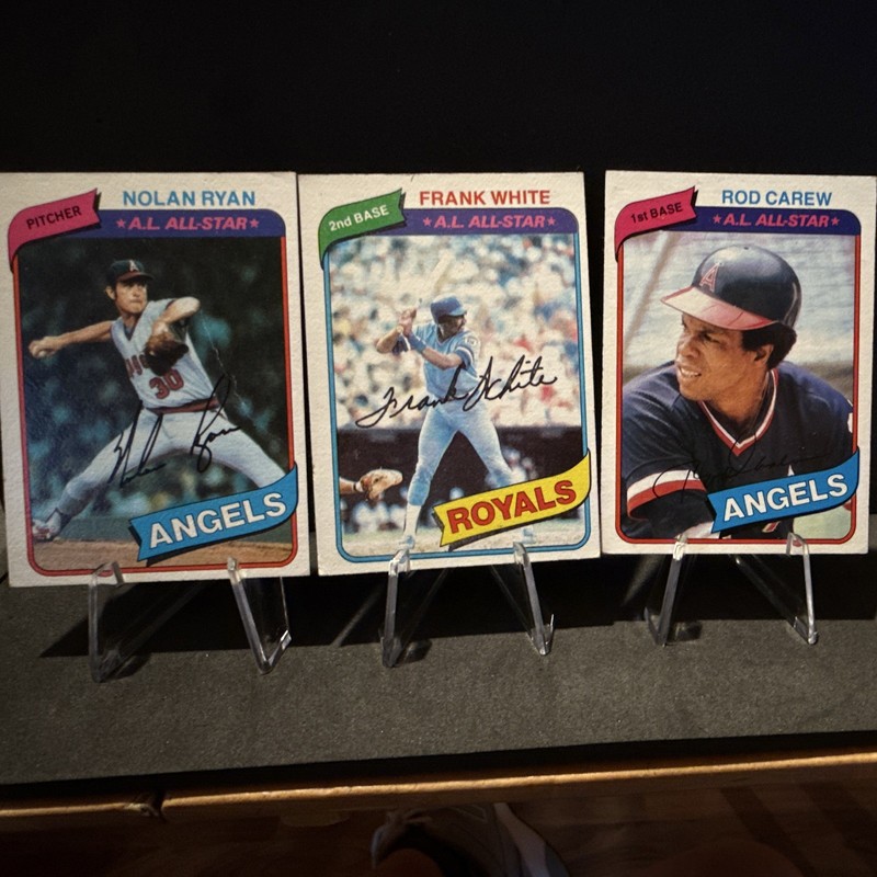 Topps 1980 AL All Star lot: Nolan Ryan #580 Angels, Frank White #45, Carew #700
