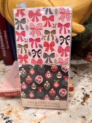 Thirstystone Set Of 4 Coasters Christmas Joy Tumbled Tile 4 x4  Cork Back