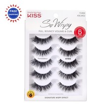 False Eyelashes 16mm KISS So Wispy Pompadour 5 Pairs Easy Apply Reusable