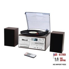 10 in 1 Record Player with External Speakers,3 Speed Bluetooth T408-Silver