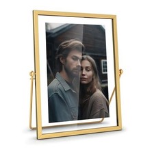 5x7 Floating Picture Frame, Gold Photo Frame, Metal Pressed Flowers 5"x7" Gold