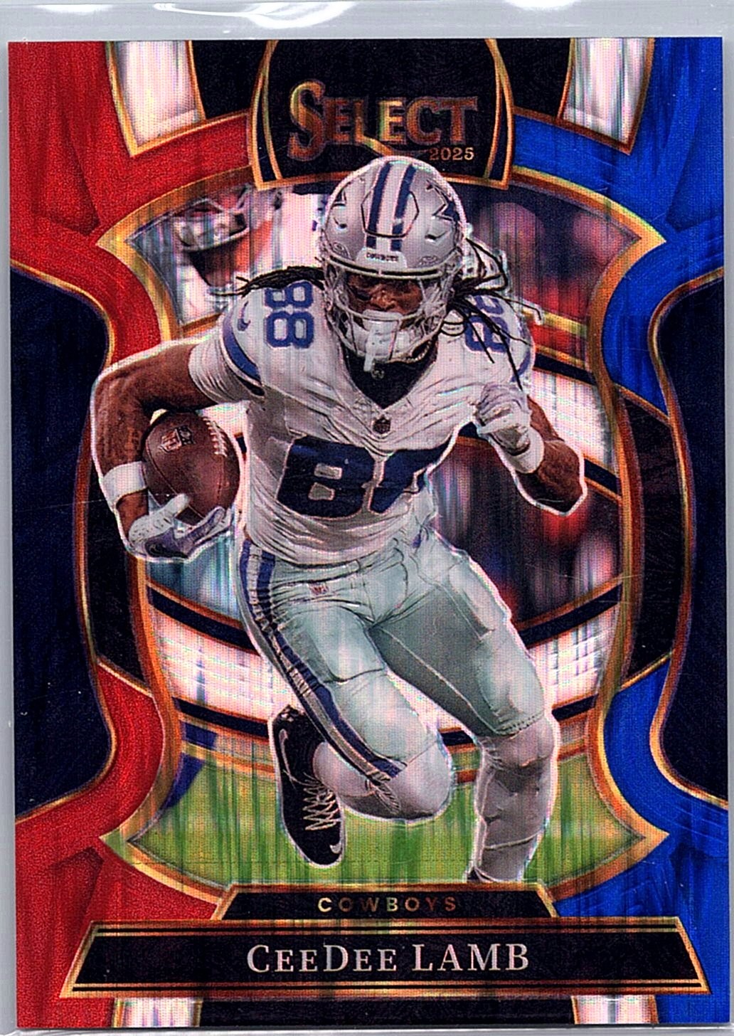 2025 Panini Select #98 CeeDee Lamb Red and Blue Prizm Shock