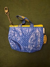 NEW IKEA Knolig Micro Mini Zipper Coin Keychain Bag Charm Key Holder Blue
