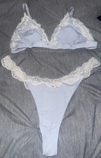 Purple Cotton Laced Lingerie Set - Large 10/12