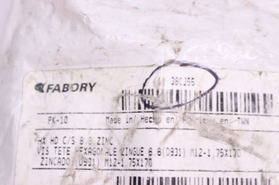 (10-Pk) Fabory Hex Head Cap Screw Steel Zinc Plated Class 8 170 mm 38CJ55