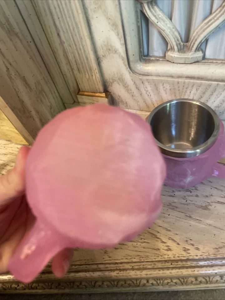 Tazas de resina de colección con aspecto de cristal rosa con tazas interiores de acero inoxidable - Juego de 2 Foto 4 de 4