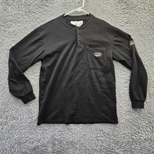Rasco FR Black Flame Resistant Long Sleeve T Shirt Henley Large