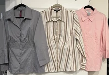 Lot Of 3 Women’s Size 18W-20W (2X), Button Up 3/4 & Long Sleeve, Dress Shirt