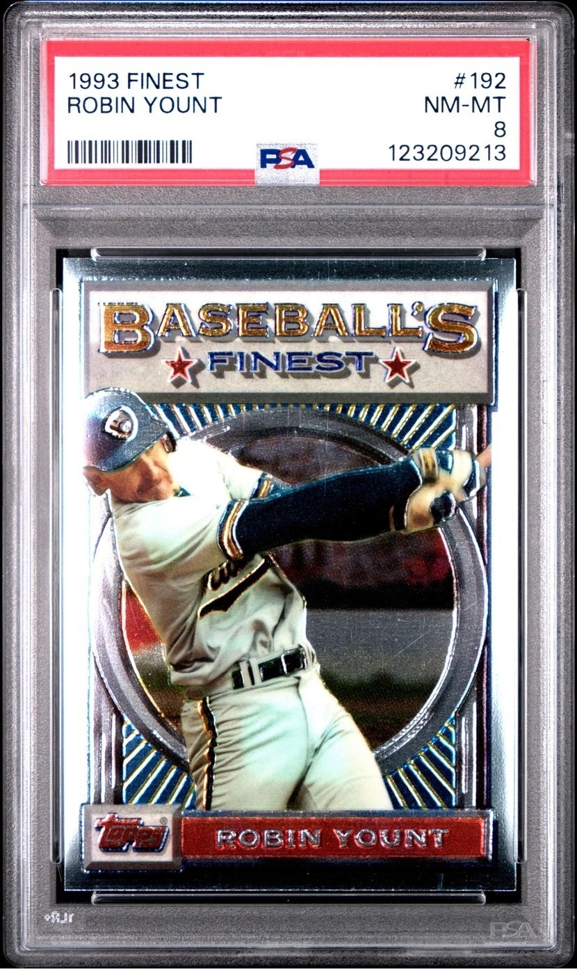 1993 FINEST #192 ROBIN YOUNT BREWERS HOF (PSA 8)