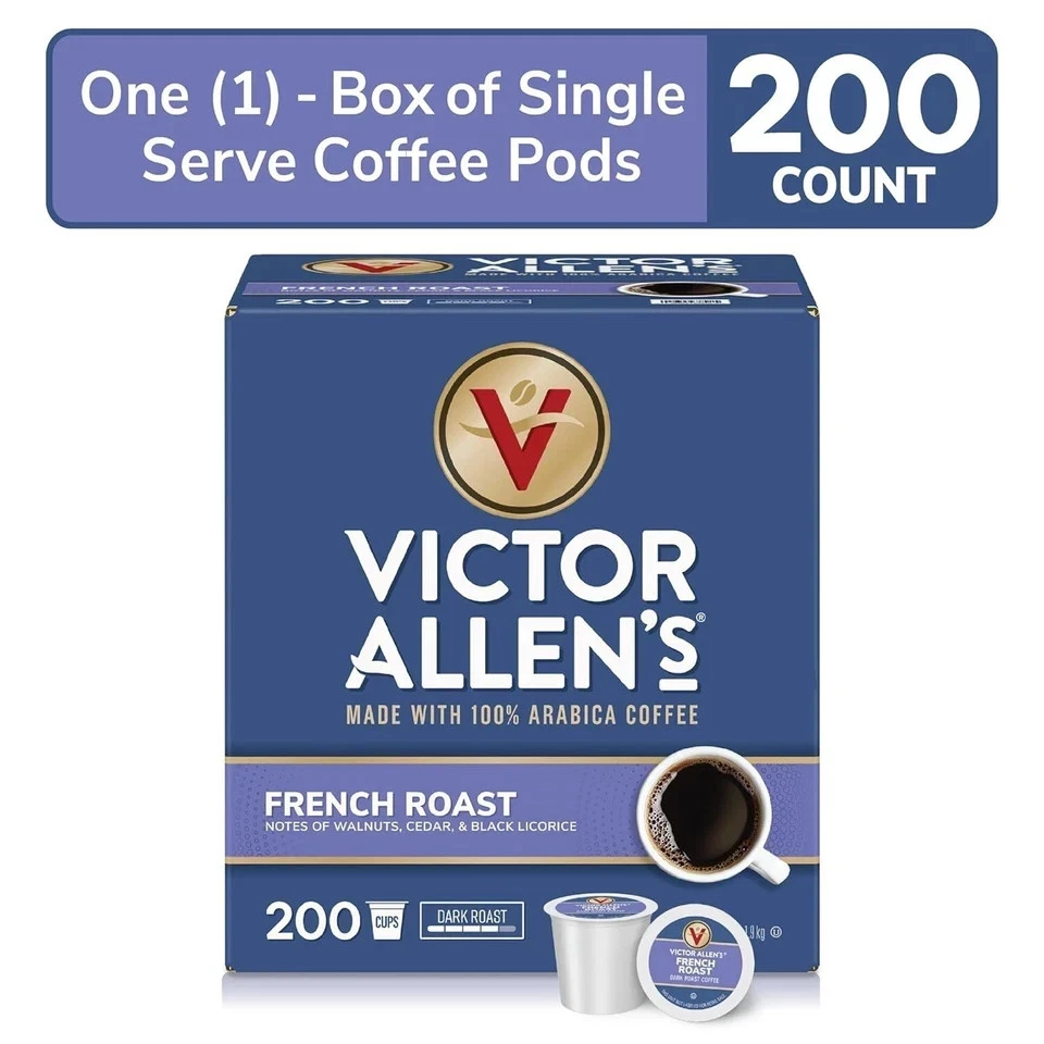 Victor Allen's Coffee French Roast, Dark Roast, 200 unidades, café de una sola porción Foto 2 de 4