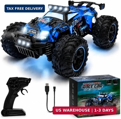 JoyRapt Remote Control RC Cars, 2.4GHz 1:18 2-Speed RC Car with LED Lights, 2WD