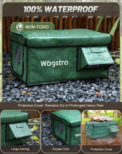 Wagstro Elevated Indoor/Outdoor Cat House Escape Door Plastic Green