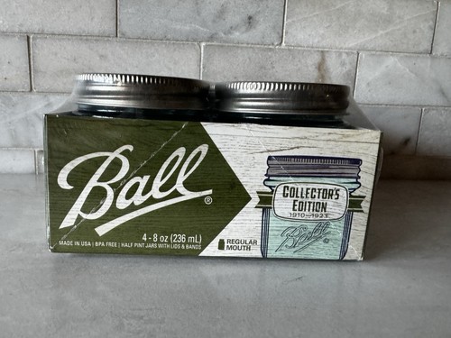 Barattolo BALL HALF 1/2 PINTA AQUA BLUE MASON - "Collector's Edition" 4 confezioni nuovo con - Foto 7 di 9