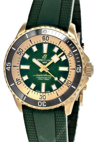 New Breitling Superocean Automatic 42 Green Dial Rubber Mens Watch N17375201L1S1