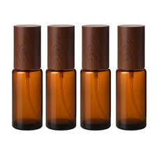 4pcs 30ml Amber Glass Spray Bottles With Wood Grain Plastic Caps Refillable
