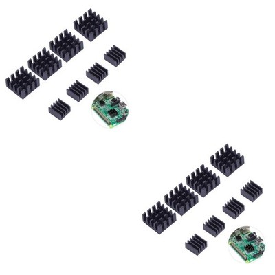 16 Stück Schwarz Aluminium Kühlkühlkühlkühlung für 3, Pi 2, PI