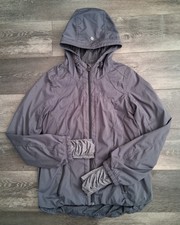Lululemon Full Zip Softshell Hooded Jacket Mesh Lined Thumb Holes Grey Size 4