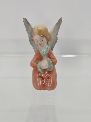 HEREND Porcelain Praying Angel Figurine Ornament 3.5'' Hungary Handpainted 