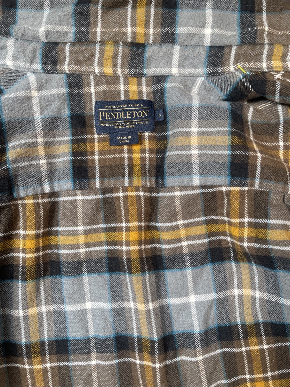 Pendleton Flannel Plaid  Medium Gray Brown Gold T… - image 6