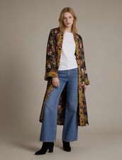 Johnny Was Embroidered Kimono Workshop Floral Print L XL 1X Silk Lining Jacket