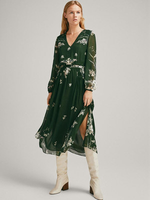 Massimo Dutti Long Green Floral Dress Size 10 S M | eBay UK Massimo Dutti Long Green Floral Dress Size 10 S M | eBay UK