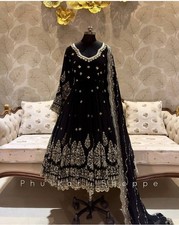 New Latest Faux Georgette Black Gown Bottom With Dupatta For Women Party Wear