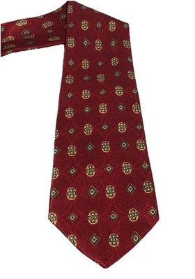 Robert Talbott Silk Tie Red Gold Geometric Best in Class Handmade in USA 4  wide