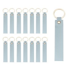 20Pcs PU Leather Laser Engraving Keychain Blanks Light Blue 5.3" x 0.8"