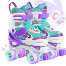 PAPAISON Adjustable Roller Skates Girls Kids w/ Illuminating Wheels Ages 4-12