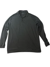 Nike Golf Tech Polo Shirt Mens XXL Black Dri Fit Long Sleeve Striped