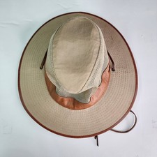 Scala Safari Hat Men s M Tan Wide Brim Leather Trim Outdoor Sun