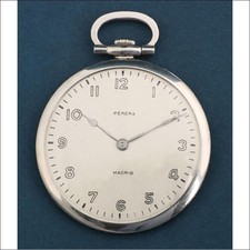 Antike ultraflache Taschenuhr aus Platin mit Saphiren. Schweiz, ca. 1930