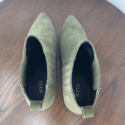 NYDJ Gillan Chelsea Boots Women's 6.5M Green Suede Pointed Toe Block Heel - Picture 12 of 20