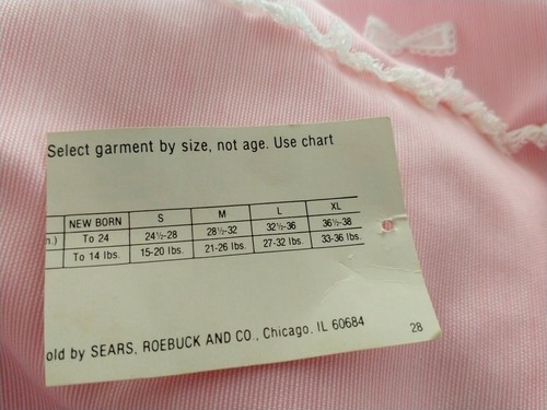 Vintage 2 Piece Sears Romper Pink/White Stripes Lace Trim Size M or 12 M - Picture 10 of 10