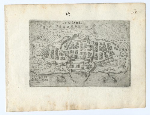 Antique Map "Cagliari" (Italy) Francesco Valegio-Donato Rascicotti, c.1598 - Picture 2 of 2