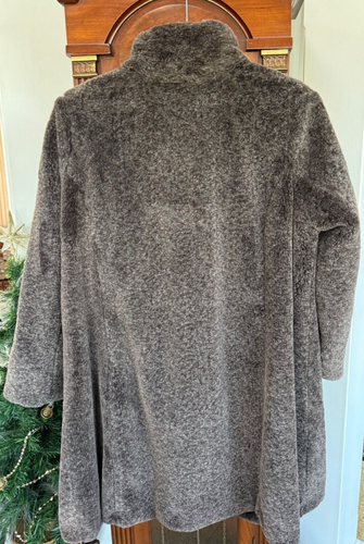 Coldwater Creek Coat Size 2X 20-22 Silky Soft Faux Fur Brown w Gray Speckles - Picture 9 of 14
