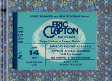 Eric Clapton & his band in concert ticket stub June 4, 1975 Tampa Stadium