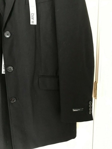 Bar III Men's Black Slim-Fit Overcoat Coat 46L - Picture 2 of 3