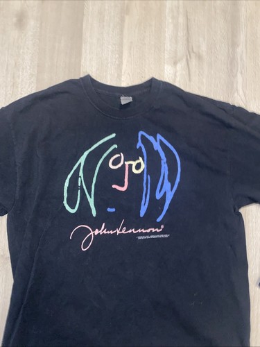 John Lennon Face Doodle Art T-Shirt XL Black Long Sleeve Beatles Rock Music Band - Picture 4 of 10