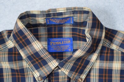 Sir Pendleton 100% Pure Virgin Wool LS Shirt Blue Plaid RN 29685