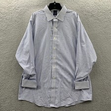 Brooks Brothers Dress Shirt Mens 17.5 XL Button Up Striped Long Sleeve White