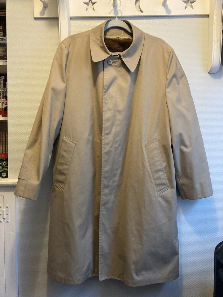 Gabardina London Fog para hombre talla 42 corta vintage forrada de piel caqui Foto 2 de 4